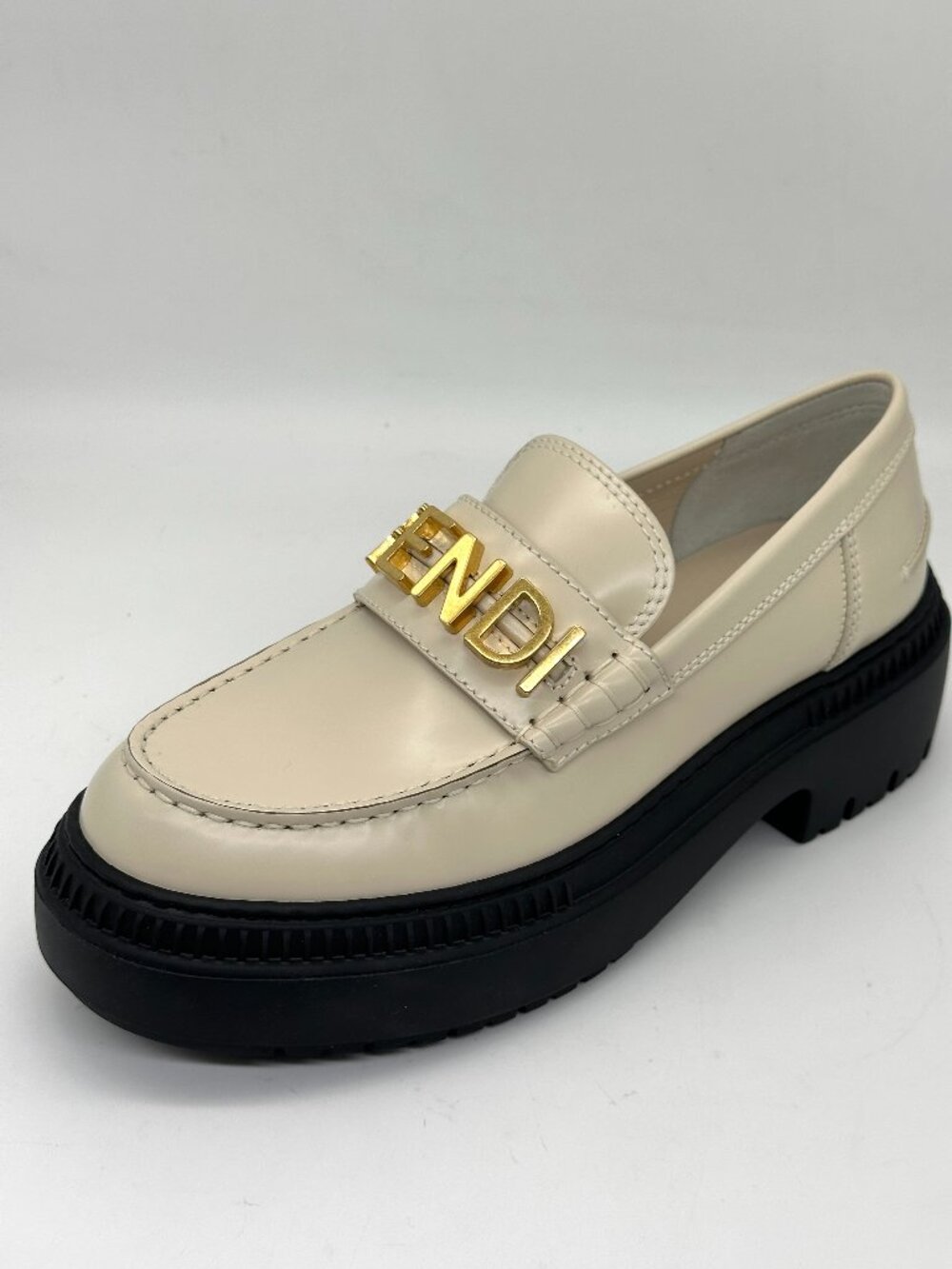 FENDI Fendigraphy Graphy Signature Logo Leather Platform Loafers Shoes - Picture 4 of 16